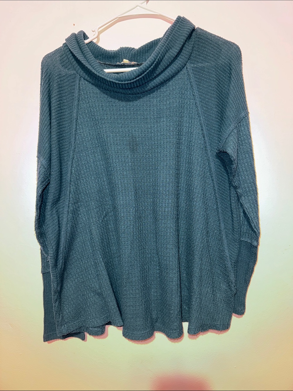 Maurices Charcoal Waffle Cowl-Neck Sweater